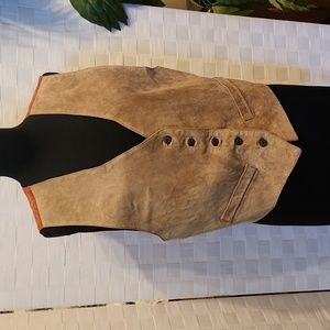 Vintage Suede Leather Vest - "Dual Control only for her" - Size Large